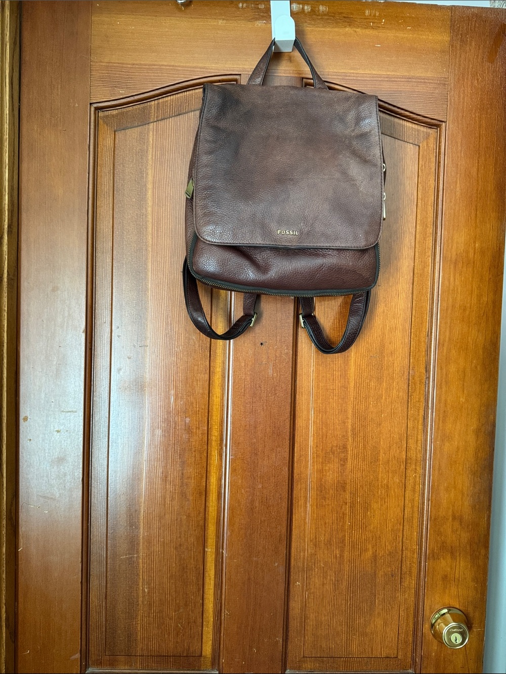 Fossil Dark Brown Leather Backpack